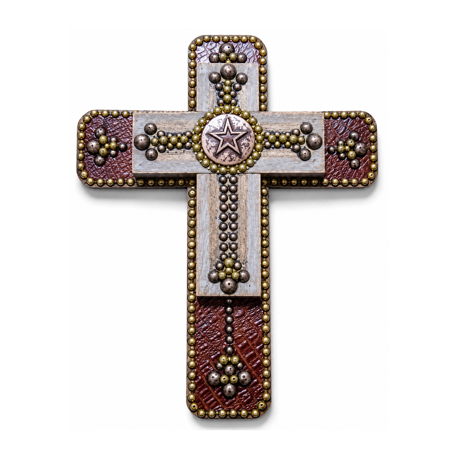 Western Barn Wood Nail Art Stacked Wall Cross